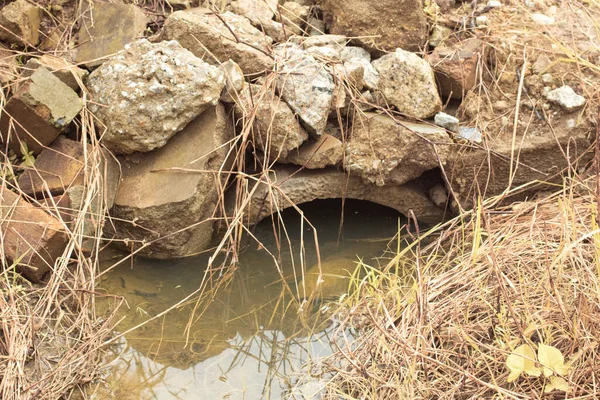 Podczerwień Obraz Stagnacji Wody Deszczowej Zalewanej Polu Palmy Olejowej Drenażu — Zdjęcie stockowe