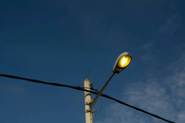 Infrared Image Residential Lamp Post Illuminating Street — Stock Photo, Image