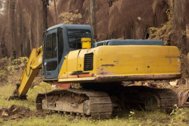 Çiftlikteki terk edilmiş hidrolik kazıcı makinesinin kızılötesi görüntüsü.