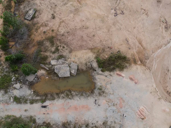 stock image the  big pothole on the isolated or vacant land.