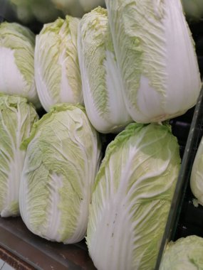 Bir sürü çiğ ve taze Çin lahanası.