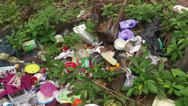 Perak Malaysia January 2023 Illegal Irresponsible Dumping Domestic Waste Materials — Stock video