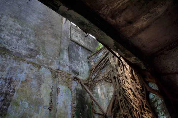 荒廃した植民地時代の建物の屋内シーンです — ストック写真
