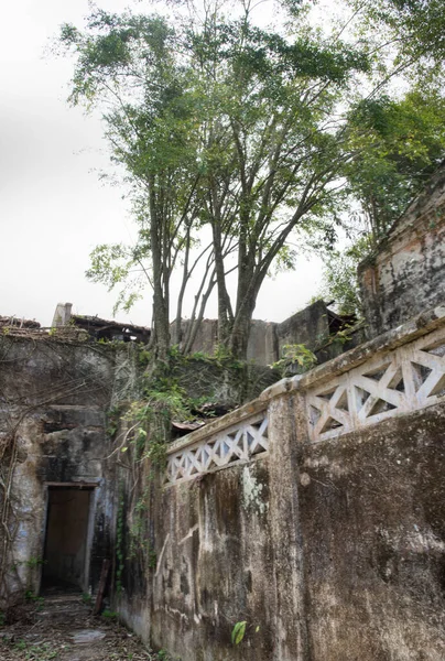 stock image outdoor scene of the deserted and dilapidated colonial buildings. 