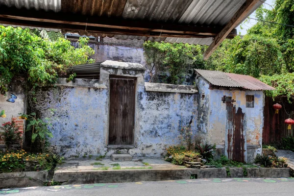 stock image outdoor scene of the deserted and dilapidated colonial buildings. 