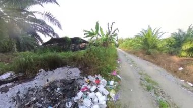 Yol kenarına atılmış bir sürü polistiren kutu.