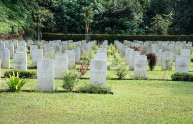 Perak, Malezya - 18 Nisan 2023: Taiping Savaş Anıtı Mezarlığı, Bukit Larut, Taiping 'de Japon işgali sırasında öldürülen Müttefiklerin son dinlenme yeridir..