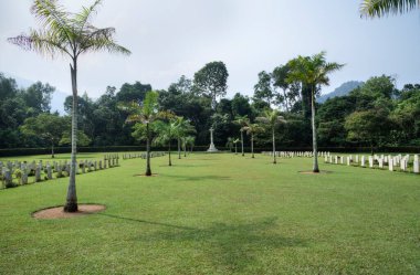 Perak, Malezya - 18 Nisan 2023: Taiping Savaş Anıtı Mezarlığı, Bukit Larut, Taiping 'de Japon işgali sırasında öldürülen Müttefiklerin son dinlenme yeridir..