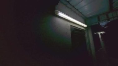 Sokak verandasındaki floresan ışıklarına çekilen alates böcekleri sürüsü..