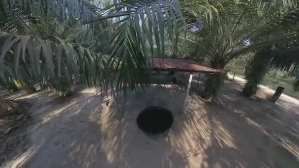 Tarlada Yağmur Suyu Dolu Siyah Polietilen Tankı — Stok video