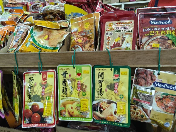 Perak Malasia Junio 2023 Variedad Marcas Paquete Pasta Sabor Especias —  Fotos de Stock