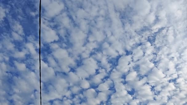 Straat Zoek Naar Vroege Ochtend Blauwe Bewolkte Hemel Langs Elektrische — Stockvideo