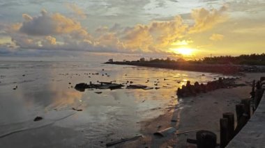 Akşam sahnesi alçak bataklık sahilinde