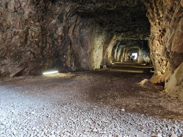 Scène Rond Tunnel Passage Donkere Grot — Stockfoto