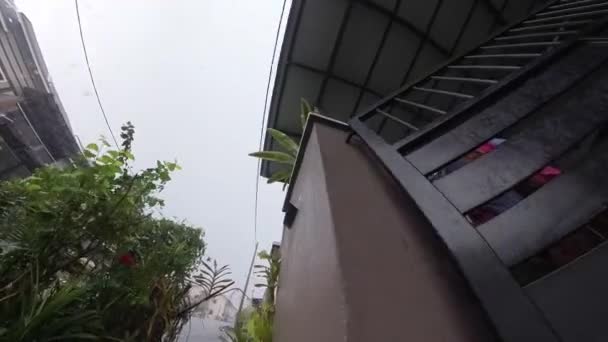 Drizzling Rain Housing Awning Porch — Stock Video