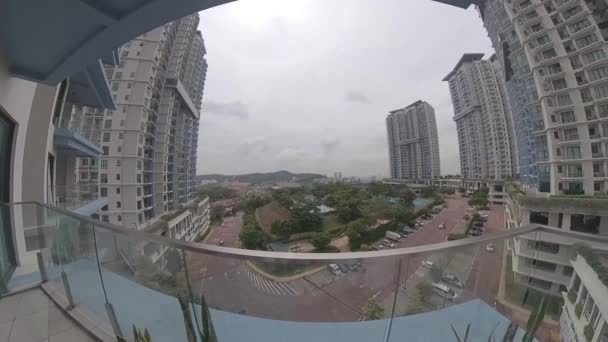 Cena Lapso Tempo Céu Mudando Olhando Para Cidade Partir Varanda — Vídeo de Stock