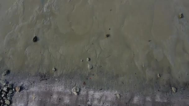 Vista Panorâmica Aérea Sobre Ambiente Praia Lama Pantanosa Praia Maré — Vídeo de Stock