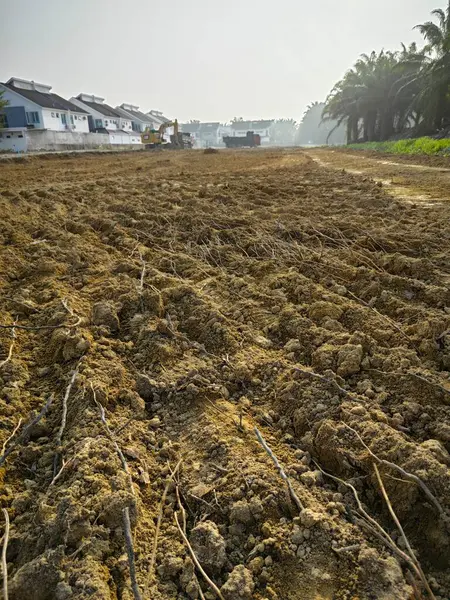 Perak Malaysia April 2024 Cat Digger Moving Soil Back Large — Stock Photo, Image