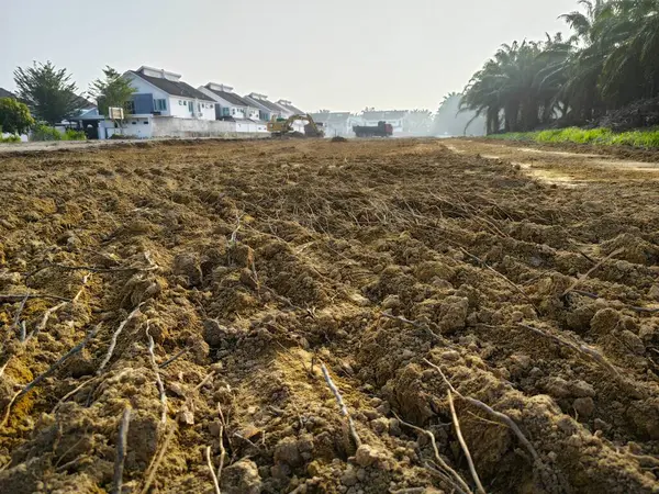 Perak Malaysia April 2024 Cat Digger Moving Soil Back Large — Stock Photo, Image