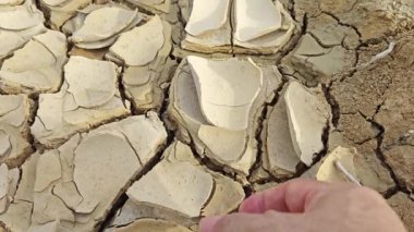 Yeryüzü yüzeyi yerleşim alanının yakınındaki çorak arazide çatlıyor..   