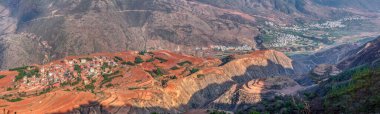 the beautiful mountainous agriculture terraced fields landscape of Dongchuan. clipart