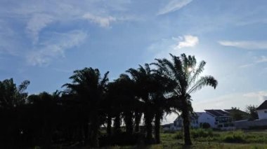 Güzel bulutlu sabah mavi gökyüzüne bakıyorum..