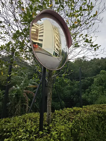 stock image outdoor roadside safety convex mirror