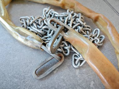 Galvanize demir zincir yakın çekim.