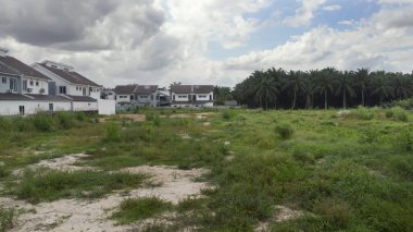 Yerleşim yerinin yakınındaki manzara manzarası. Açık havada yetişen çalılar var.