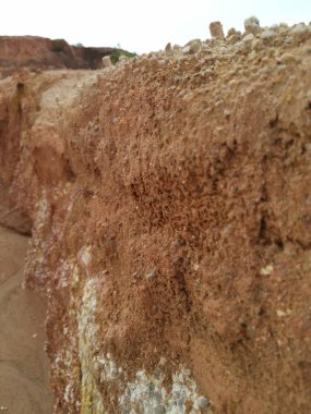 Kireçtaşı tepe alanının toprak dokusu ve deseni etrafında çevre manzarası.