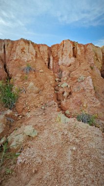 the soil texture and pattern of the limestone hill.      clipart