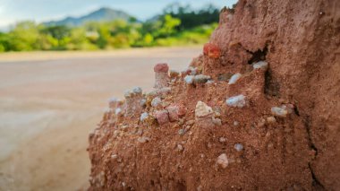 the soil texture and pattern of the limestone hill.      clipart