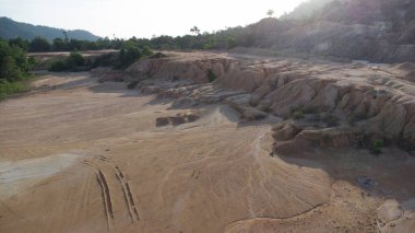 Aerial landscape formation scene of the texture and pattern of the limestone hill surface. clipart