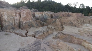 Aerial landscape formation scene of the texture and pattern of the limestone hill surface. clipart