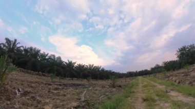 Kırsal kesimlerde beyaz bulutların hareket ettiği mavi gökyüzünün hızlandırılmış görüntüsü.    
