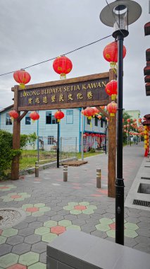 Perak,Malaysia. January 30,2024: An old market place renovated into a colorful Sitiawan cultural Park located at Kg Koh central Town Street. clipart