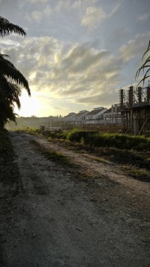 Parlak güneş ışığı yolun ortasında ışıldıyor. Mesafe ufku..