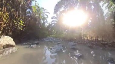 Taşlı ya da kayalık kırsal yolda yürüme hareketi.