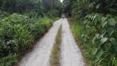 Eski ve yeni binalar filizlenen kırsal patika yolunun çevresel manzarası..