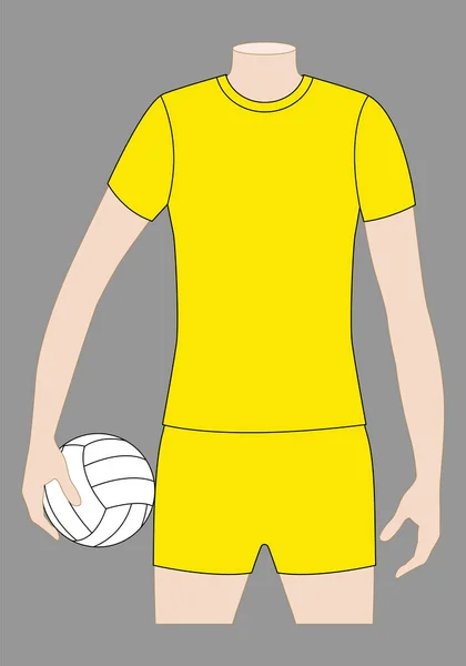 Beyaz arkaplanda boş sarı voleybol forması şablonu, vektör dosyası.
