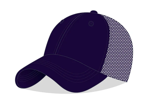 ブランクネイビーブルーの野球帽白い背景にメッシュバックテンプレート ベクトルファイル — ストックベクタ