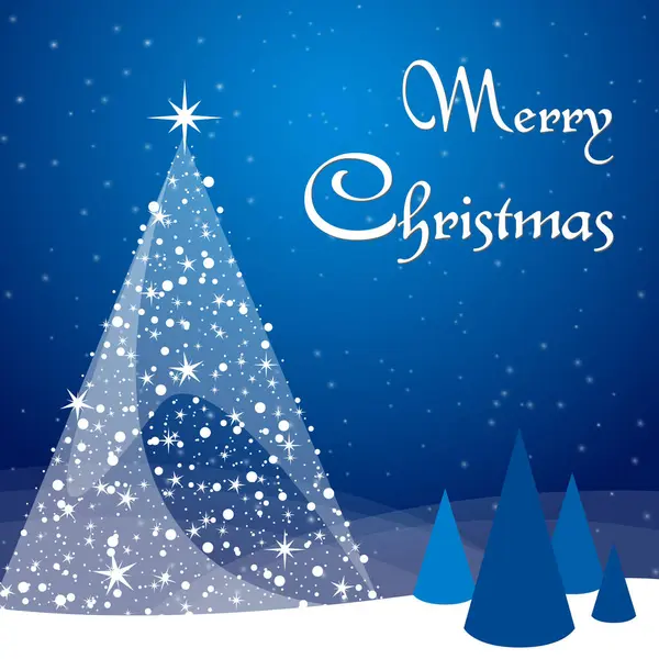 Weihnachtsvektor Dunkelblauer Hintergrund Mit Bäumen Schneeflocken Sternen Und Wünschen — Stockvektor