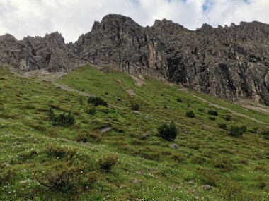 Mitelberg 'den Fiderepass kulübesine giden yol.