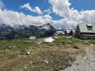 mindelheimer hut in beautiful alp mountain landscape clipart