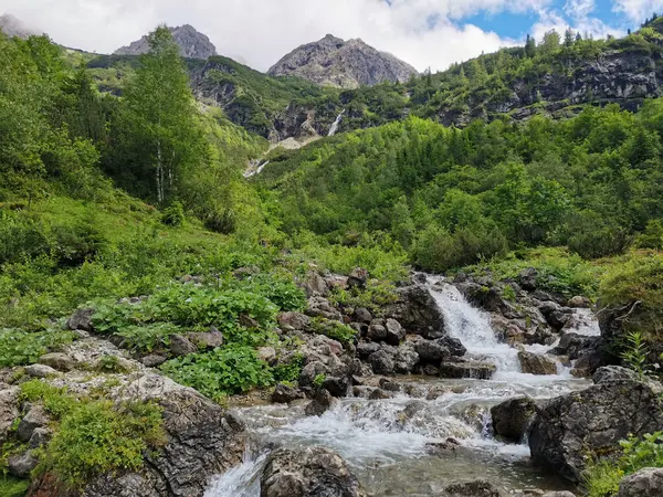 Bir dağ vadisinde nehir suyu yolu