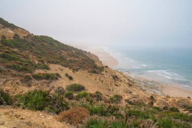Asilah köyü yakınlarındaki Fas 'ta büyük bir cennet plajı.