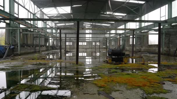 Ein Altes Verlassenes Industriegebäude Innenraum — Stockvideo
