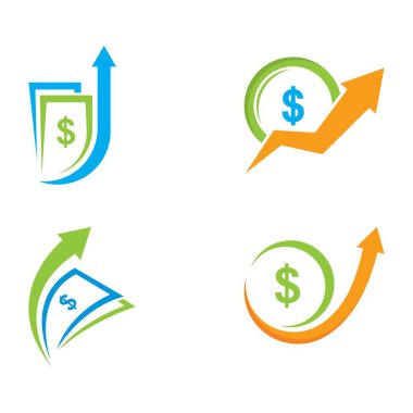 Ok logosu illüstrasyon tasarımı ile doların iyi işlem işareti 