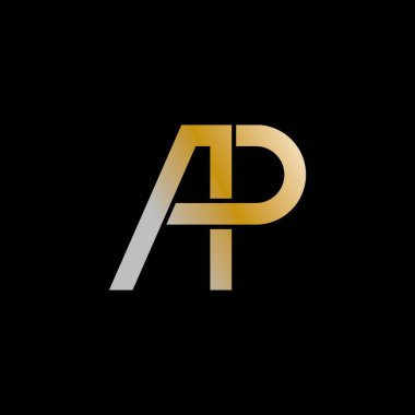 Altın AP harfi logo vektör resimleme tasarımı imzası 