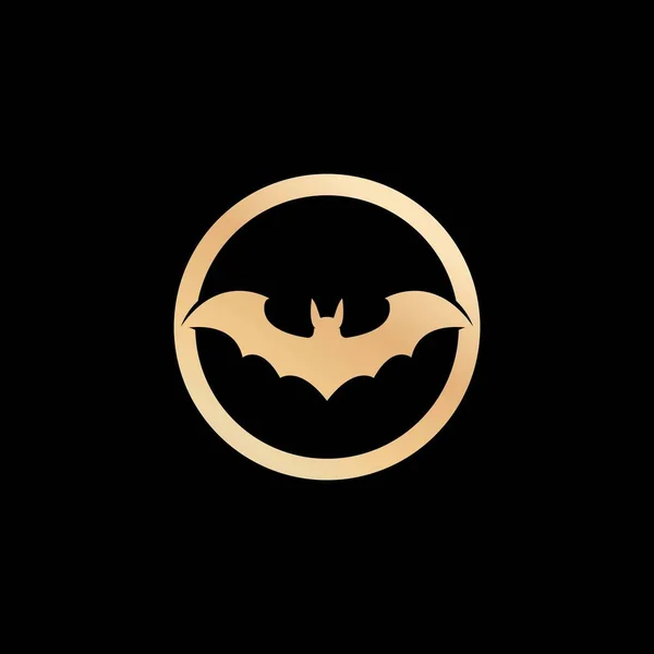 Golden Bat Pada Logo Vektor Latar Belakang Hitam Desain Gambar - Stok Vektor